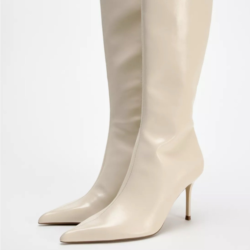 BRAND NEW: Elegant Cream Knee-High Women's Boots